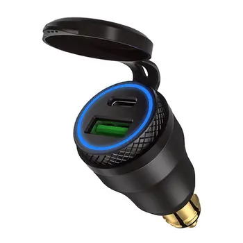 

12V-24V QC3.0 USB Type C PD Fast Charging Power Adapter Charger Hella DIN EU Plug Socket for DUCATI Motorcycle B8