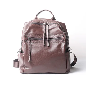 

Quality Fashion Designer Women Genuine Leather Backpack Shoulder School Bags for Teenagers Travel 100% Cowhide Female Knapsack