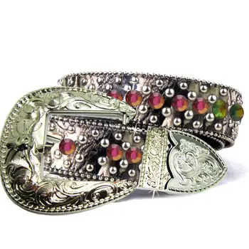 

Western Leather Cowgirl Canvas Fabric AB Acrylic Crystal Camo Conchos Shinning Camouflage Camo New BELTS