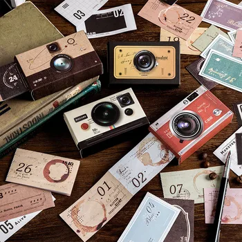 

62 Pcs/Box Drawer Type Writing Decorative Sticker Retro Camera Time Machine Series Daily Scrapbooking Stickers
