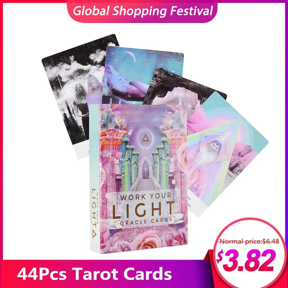 44 unids/pack trabajo tu luz tarjetas de Oracle inglés completo fiesta jugando cubierta de tarjeta de juego de mesa orientación adivinación de Tarot tarjetas