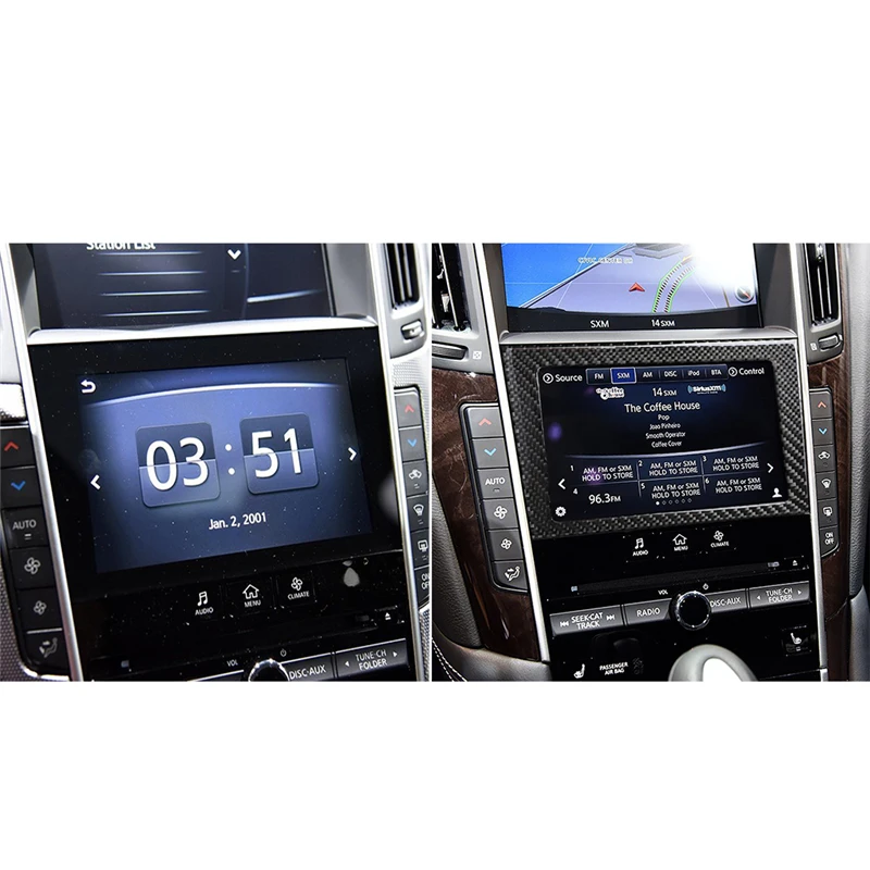 Car styling Carbon Fiber Sticker GPS Navigation screen Frame Sticker Trim For Infiniti Q50 Q60