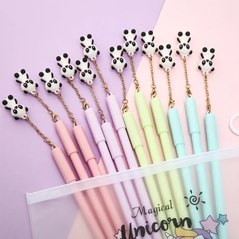 

12Pcs/set Cartoon Cute Panda Pendant Gel Pen Fluffy Plush Totoro Cat Unicorn Animal Weapon School Office Funny Kawaii Thing Bag