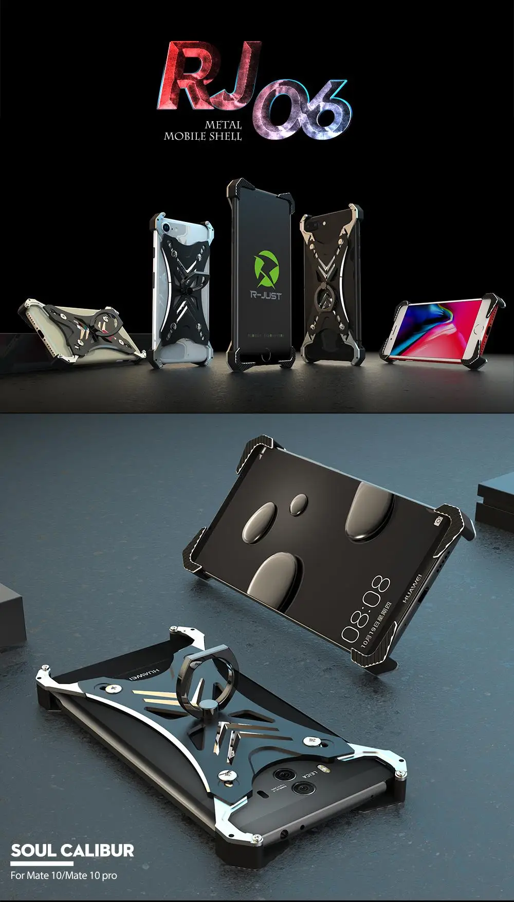 Luxury Alluminum Alloy Adjustable Ultra Light-weight Bracket Case for Huawei Mate 10 Pro Vivo X9S X9 Plus X20 Cover Metal Bumper