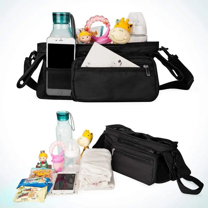 Новая коляска-органайзер сумка и сумка-Органайзер с карманом для мобильного телефона и крышкой на молнии. Черная коляска Организатор