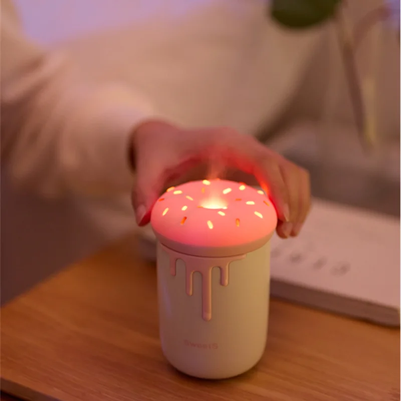 250ml Lovely Donut Umidificatore d'aria Diffusore di aromaterapia USB con lampada LED romantica Mini nebulizzatore per auto ad ultrasuoni_voghion.com