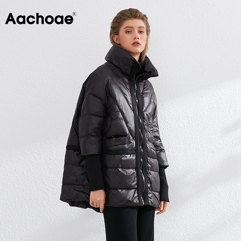 Aachoae Solid Loose White Duck Down Jacket Women