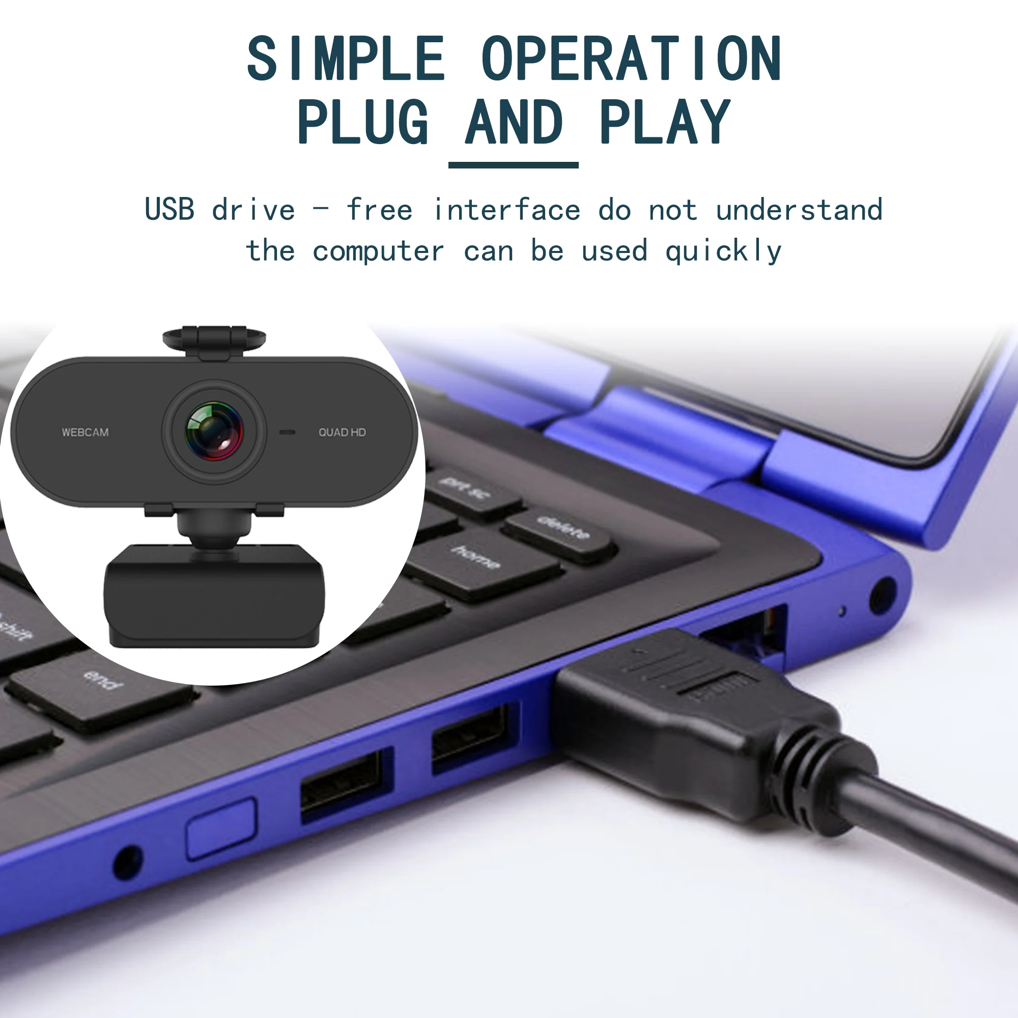 Веб камера 2K USB Full HD 1080P с микрофоном для ПК компьютера Mac ноутбук Настольный Skype