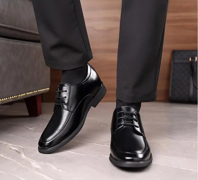 Hidden Heel 6cm Black Formal Shoes Men 