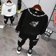 Комплект одежды для маленьких мальчиков, Детская осенняя футболка с героями мультфильмов и штаны, брюки повседневные комплекты одежды из 2 предметов для маленьких мальчиков возрастом от 2 до 6 лет