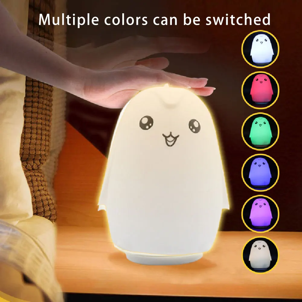 

Zoyaloo Kids Baby Light Touch Sensor Silicone Night Light 7 Colors LED Bedroom Desktop Decor Ornaments Battery/USB Charge