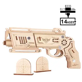 

1 Set DIY Assembled Model Kit 3D Rubber Band Gun DIY Model Self-assembled Wooden Three-dimensional Toy Gun Gift Best For Ki T3I2
