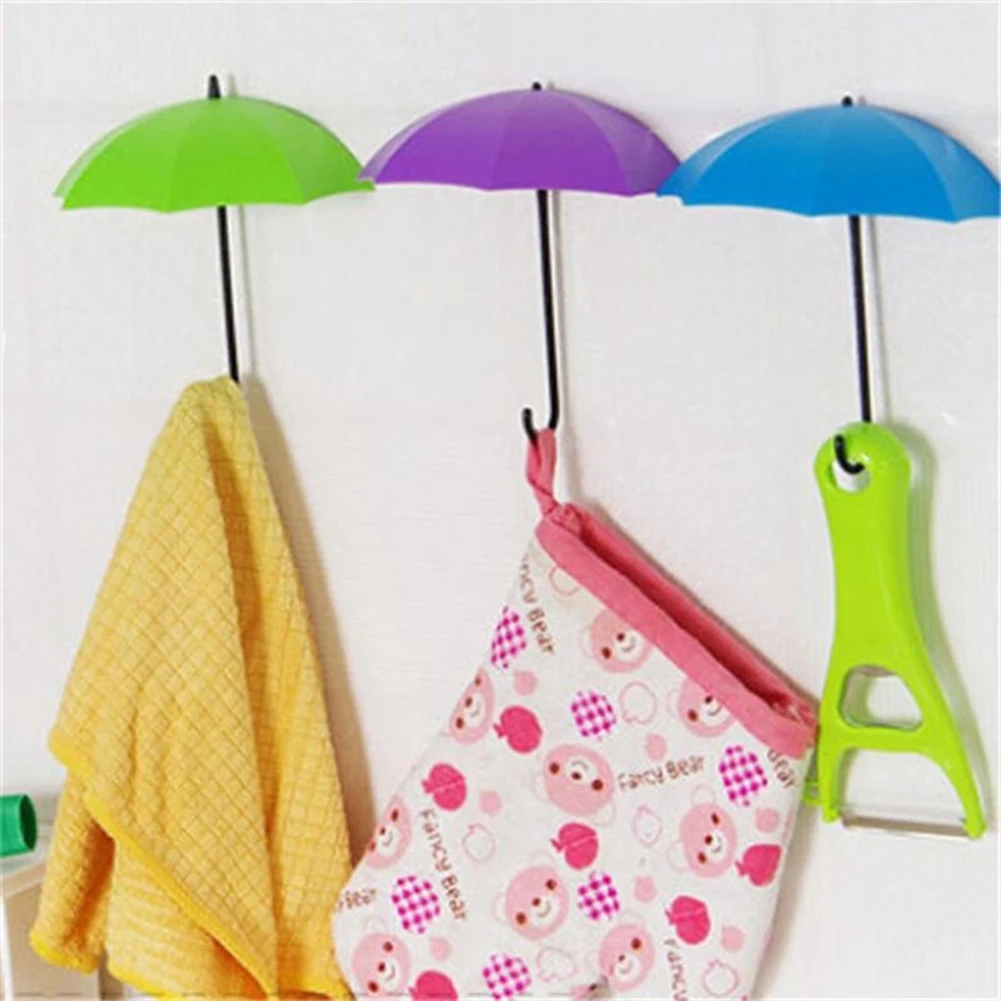 New 3Pcs/set Colorful Umbrella Wall Hook Wall Mount Key Holder Wall Hook Hanger Organizer Durable Key Holder Home Decor