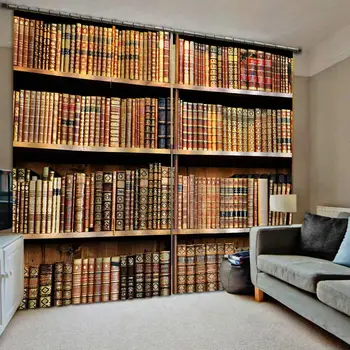 

bookshelf Window Blackout Luxury 3D Curtains set For Bed room Living room Office Hotel Home Wall Decorative Drape tapestry