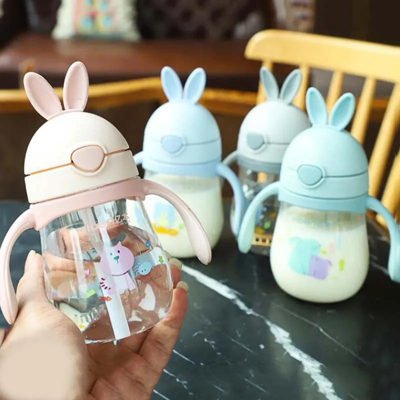 Newborn Infant Straw Bottle Defence Fall Feeding Baby Sippy Bottle Anti-flatulence Articles Material Water Cup 280ml