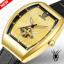 TEVISE Автоматические Мужские механические часы Spider Tourbillon Роскошные Золотые спортивные деловые военные мужские часы Relogio Masculino