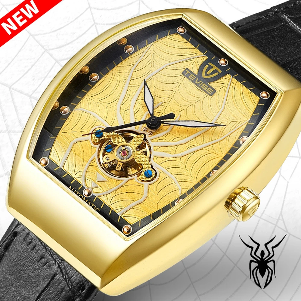 

TEVISE Automatic Men Spider Tourbillon Mechanical Watches Luxury Gold Sports Business Military Male Clock Relogio Masculino