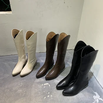 

Women Combat Boots Antumn 2020 Female High Platform Gothic Shoes Black Leather Boots Lace up Women Knee High Boots