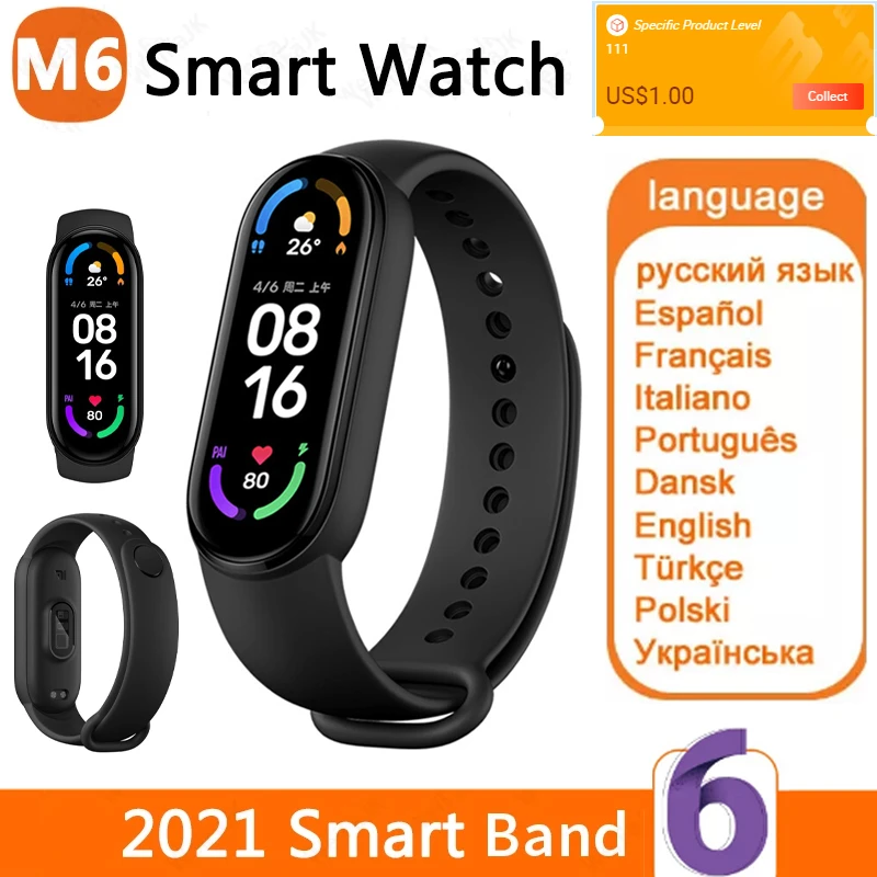2021 Mi Band M6 Smart Watch Men Women Smartwatch Fitness Sport Bracelet Bluetooth-Compatible Connection For Apple Xiaomi Android