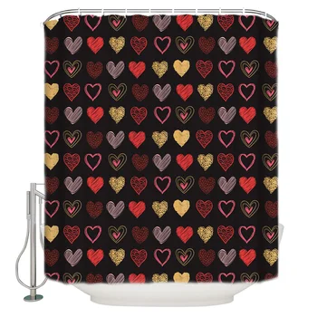 

Shower Curtain Waterproof Polyester Fabric Shower Curtain Valentine'S Day Love Heart Sweet Romance Black Background