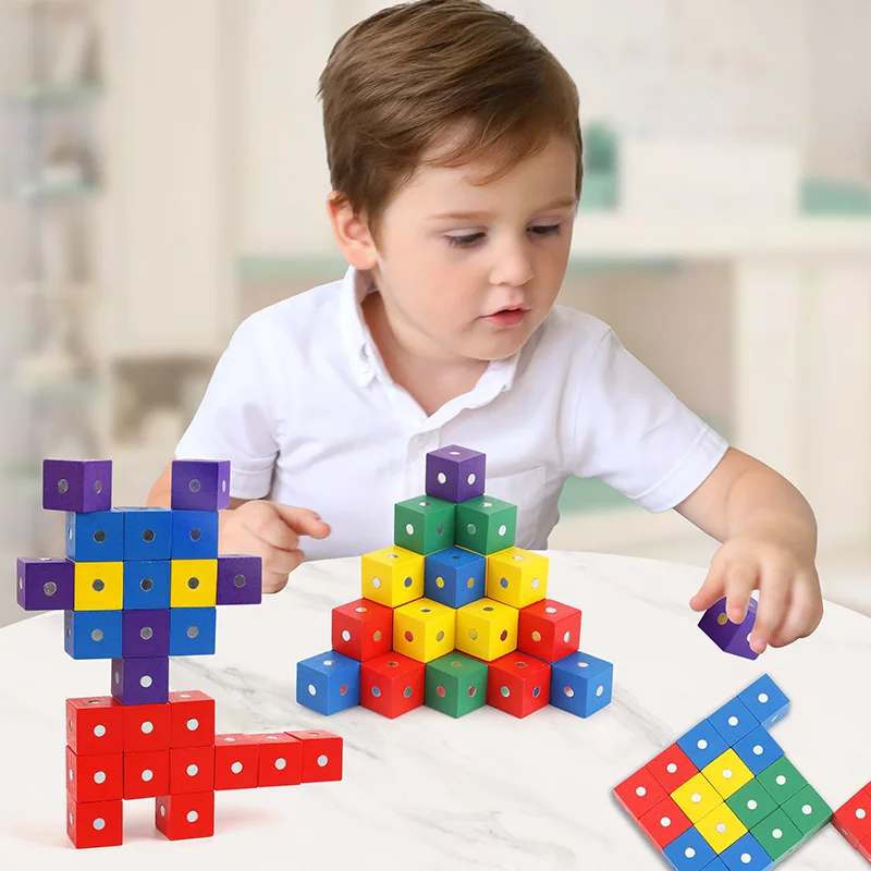 

Factory direct sales children's wooden cube small cube cube elementary school math teaching aids magnetic building block toys