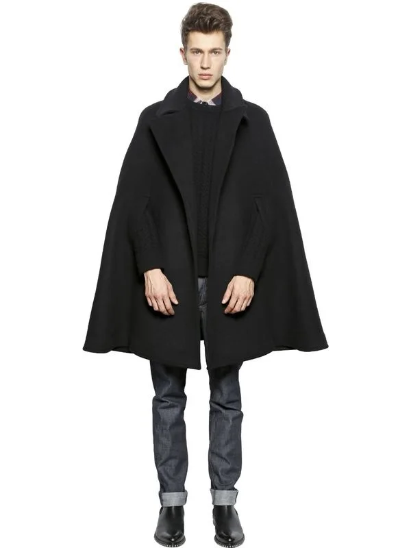 M-4XL для ночного клуба, хип-хоп, уличная штормовка, накидка волшебника индивидуальная шаль, Мужские осенне-зимние модели, толстое шерстяное пальто