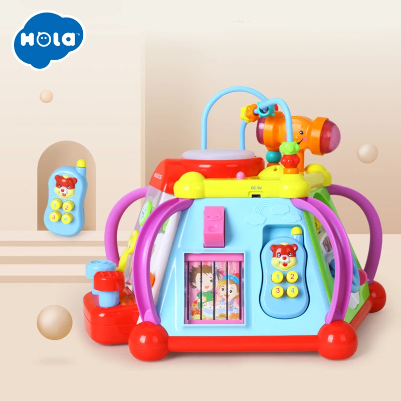 HOLA TOYS 806 детские игрушки музыкальные развивающий куб игровой центр игрушка с 15 функциями и умениями Обучающие Развивающие игрушки для детей Подарки