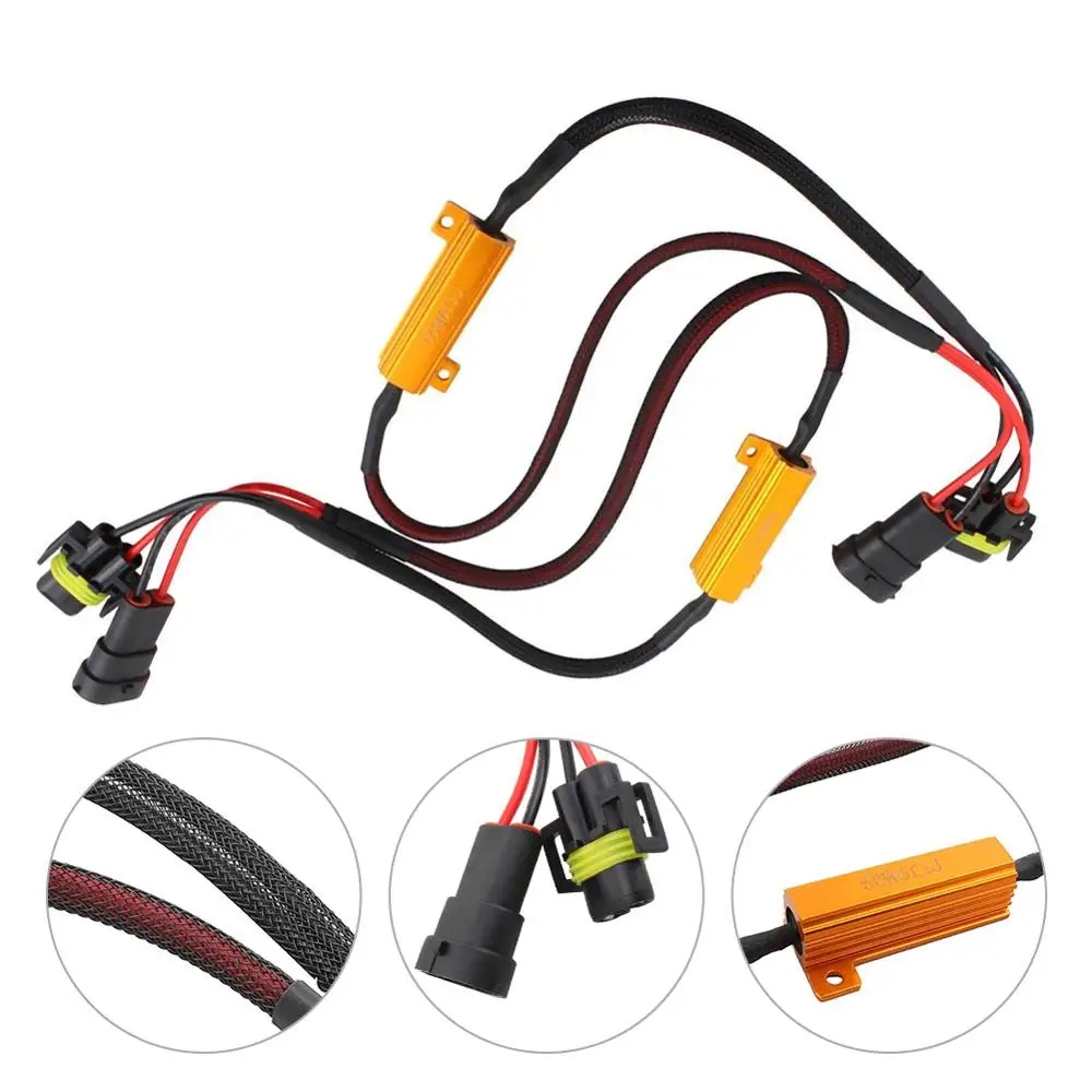 2 шт. Led Canbus декодер 9005 HB3 9006 HB4 50 Вт нагрузочный резистор ошибка Canceller провода Жгут