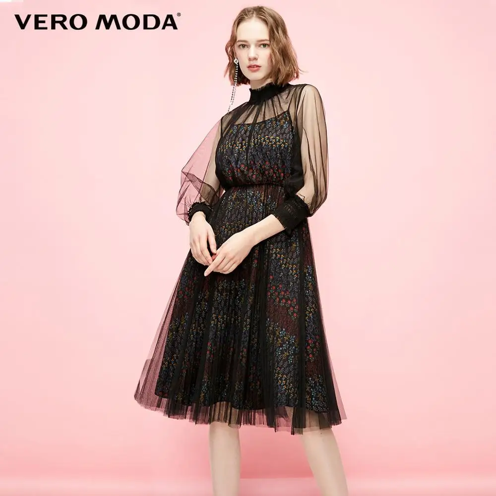 Vero Moda женские прозрачные винтажные вечерние платья с принтом | 31917D512
