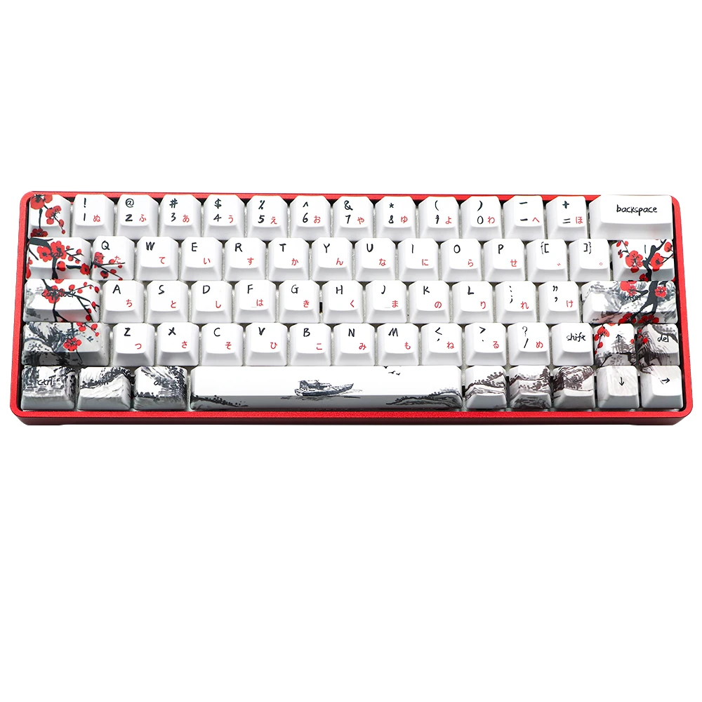 Flor de Ameixa Keycap para Gh60 Novidade Allover Tintura Subbed Chave Oem Perfil Rk61 Alt61 Anne Pro2 Gk61 Gk64 Dz60 Keycaps 71 - Imagem 2