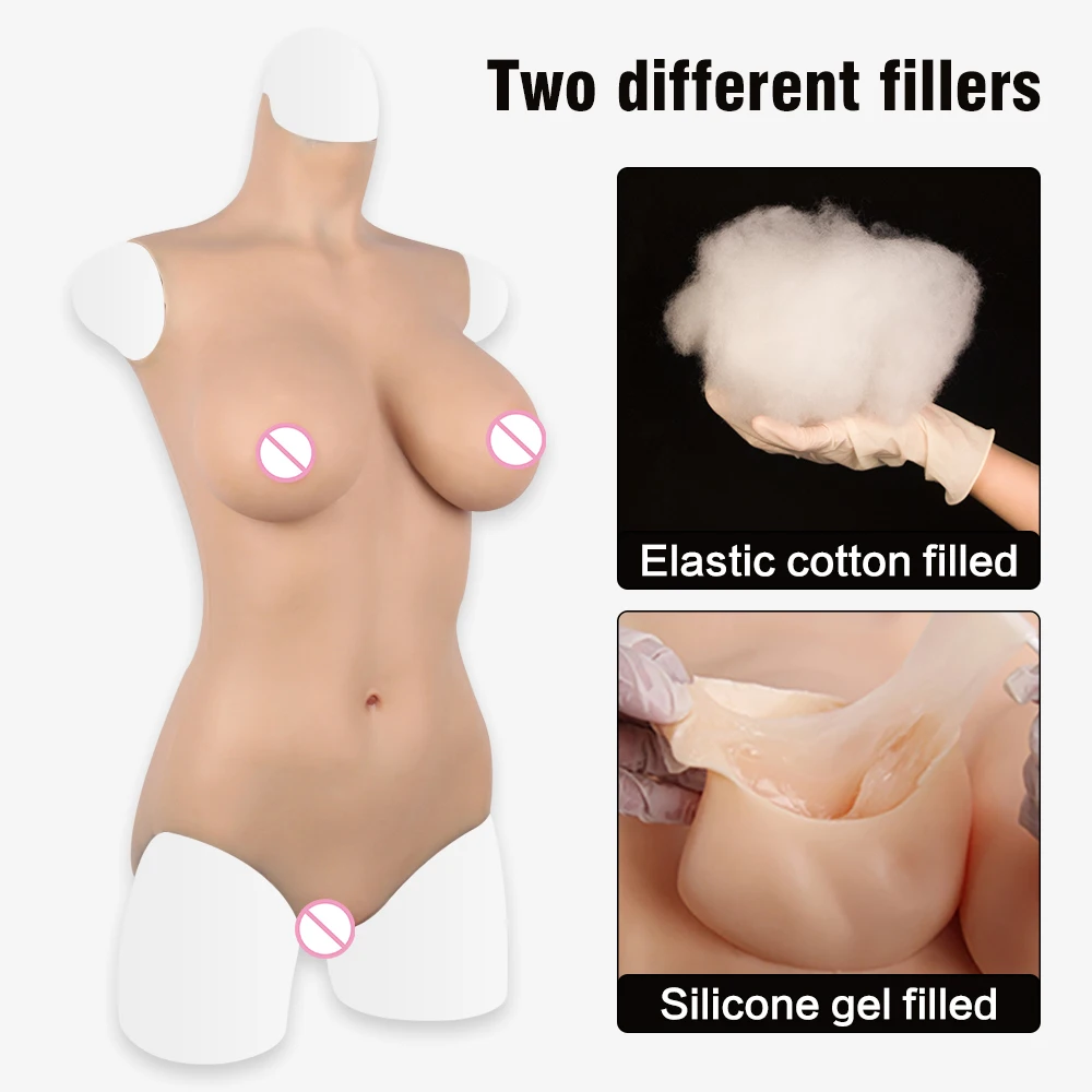 Crossdresser Bodysuits Silicone Breasts Forms Fake Boobs Vagina Realistic Pussy Swimsuit For Transgender Shemale Drag Queen |