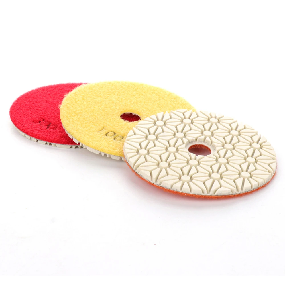 3Pcs 100/200/300 Diamond Wet Polishing Pads Diamond Polishing Discs Granite Marble Concrete Stone Polishing Grinding Discs Tool