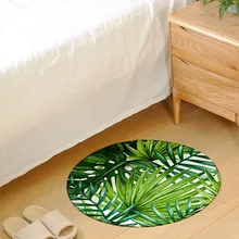 Cilected круглый ковер для гостиной, зеленый тропический растительный принт, ковер для спальни, стула, украшение для ванной комнаты, коврик для двери, 1 шт