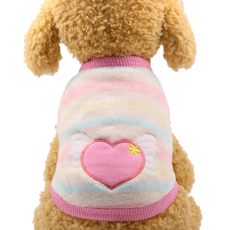 Pink Heart Pawstrip маленькая собака одежда теплое зимнее пальто для собак из хлопкового флиса Одежда для щенков щенок жилет Костюмы французский для бульдога Чихуахуа XXS-XL - Цвет: Pink Heart