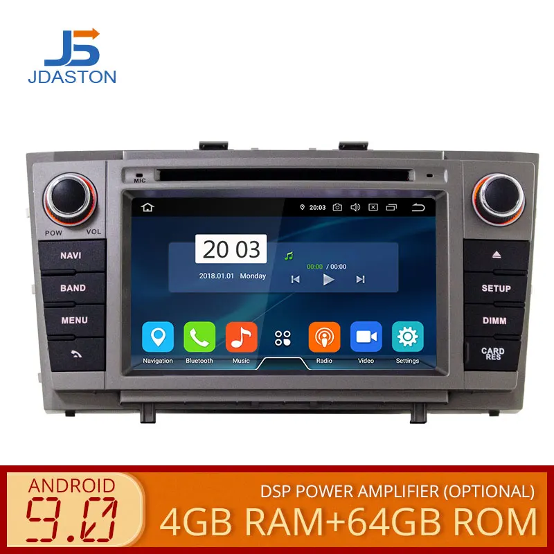 JDASTON Android 9,0 автомобильный dvd-плеер для Toyota T27 Avensis 2009- Восьмиядерный 4G+ 64G 2 Din Автомобильный радио мультимедиа gps Navi аудио