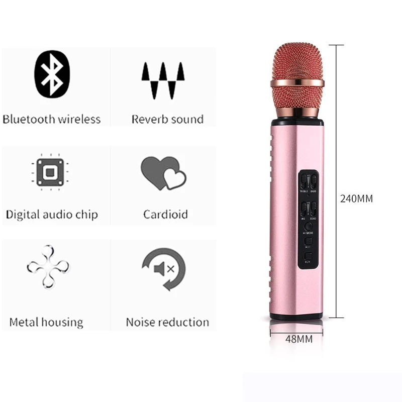 Беспроводной Bluetooth микрофон для караоке с двумя динамиками портативный интеллектуальный микрофон для мобильного телефона караоке для семьи караоке