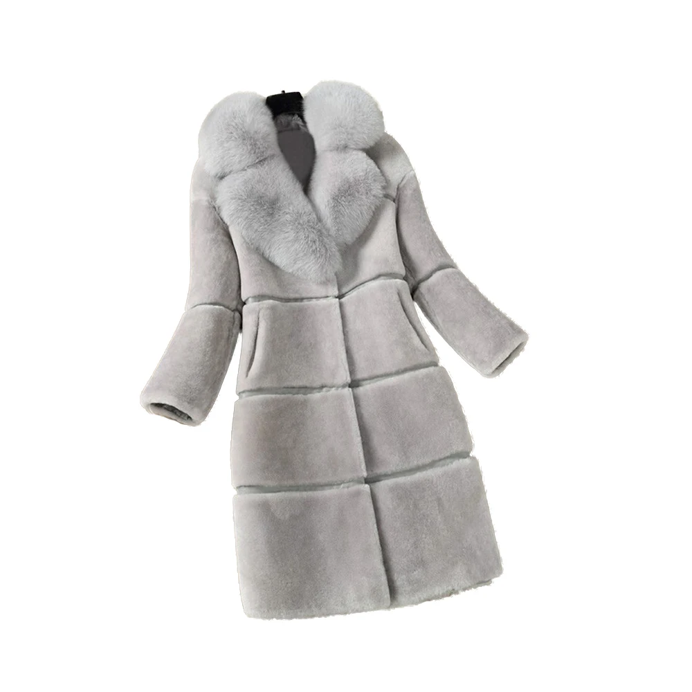 Зимнее пальто, меховая куртка, двусторонняя меховая женская верхняя одежда, женское длинное пальто, элегантное женское меховое пальто для офиса размера плюс, женская одежда
