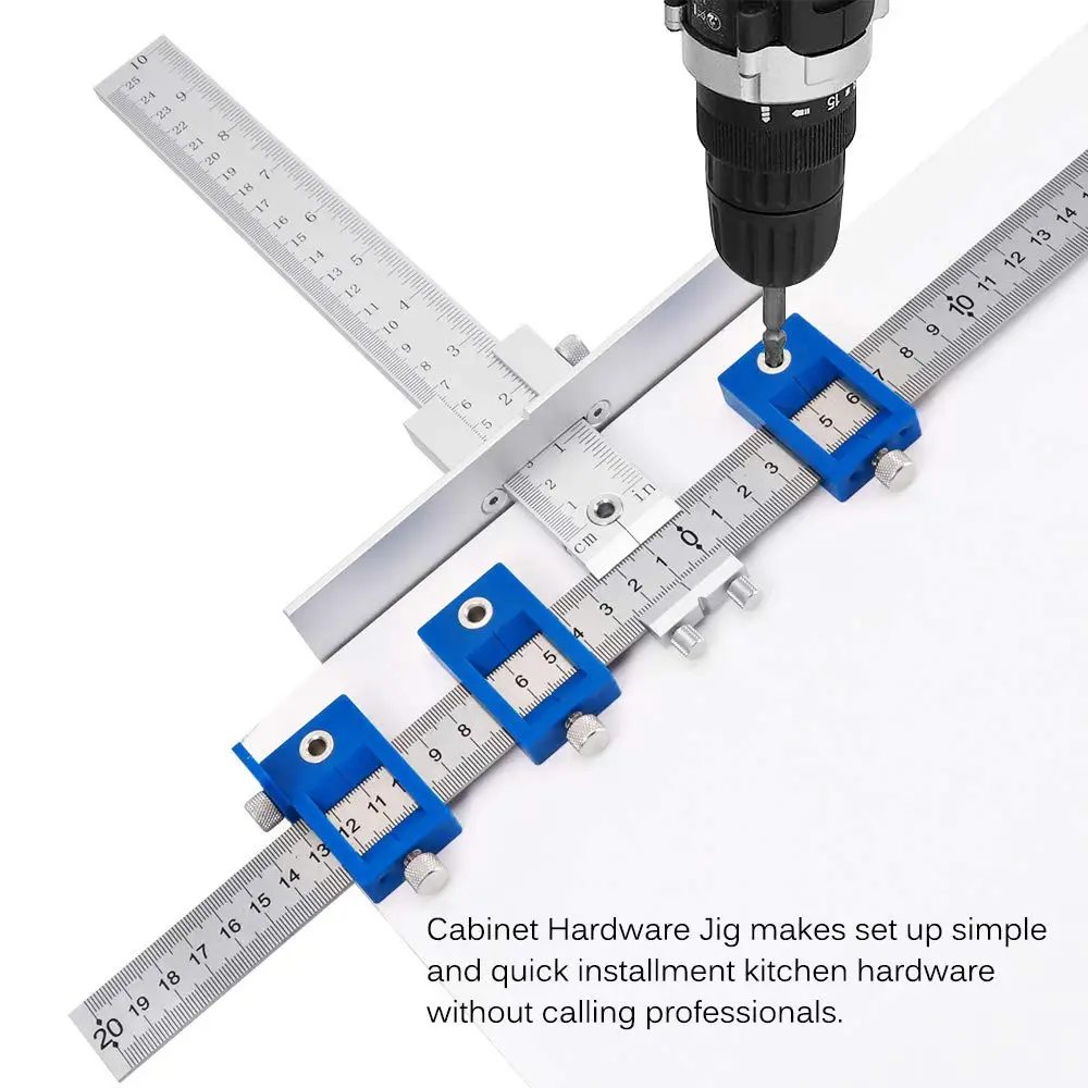 Drill Guide Sleeve Cabinet Hardware Jig Drawer Pull Wood Drilling Dowelling Hole Jig Furniture Punching Tool True Position Tools