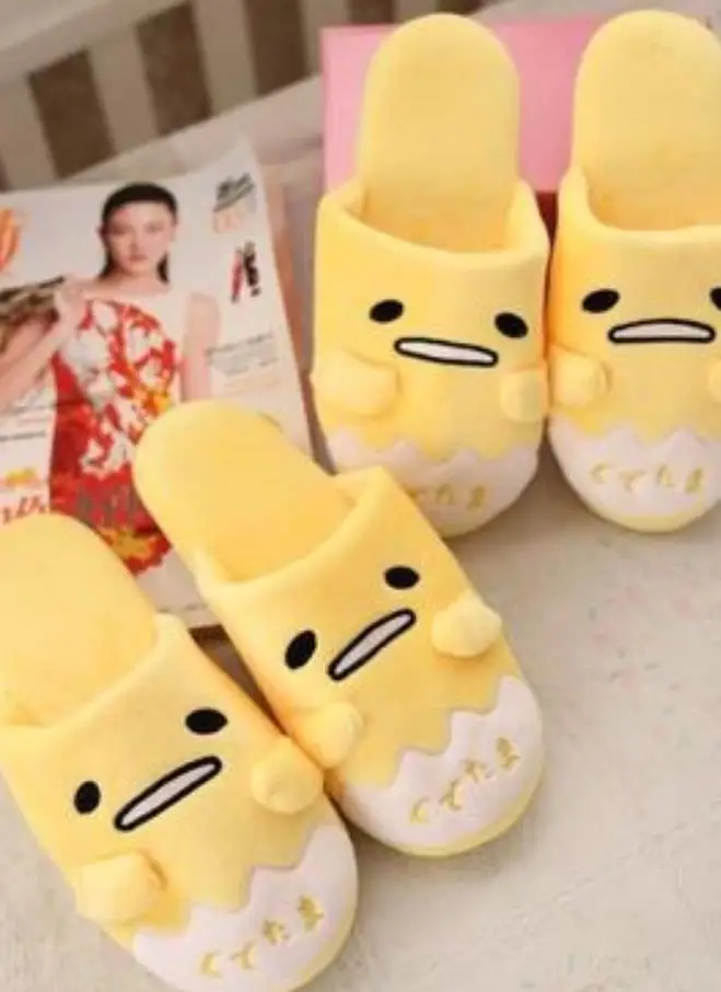 1 пара плюшевых тапочек с героями мультфильмов Gudetama Lazy Egg для взрослых Женская