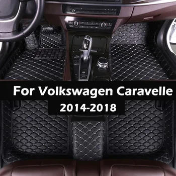

MIDOON leather Car floor mats for Volkswagen Caravelle 2014 2015 2016 2017 2018 Custom auto foot Pads automobile carpet cover
