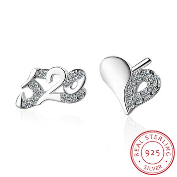 

925 silver needle earrings asymmetrical love face thin earrings female temperament personality wild earrings