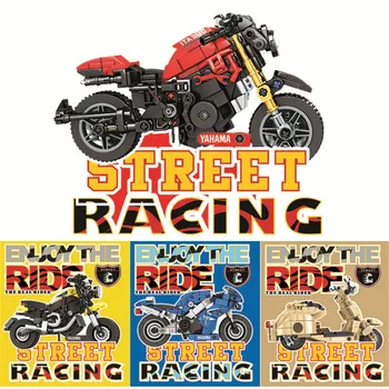 

4-in-1 Set Motorcycle City Cycle Building Blocks Fit Technic Motor Bricks Set Street Riding Kids Children Toys Gifts