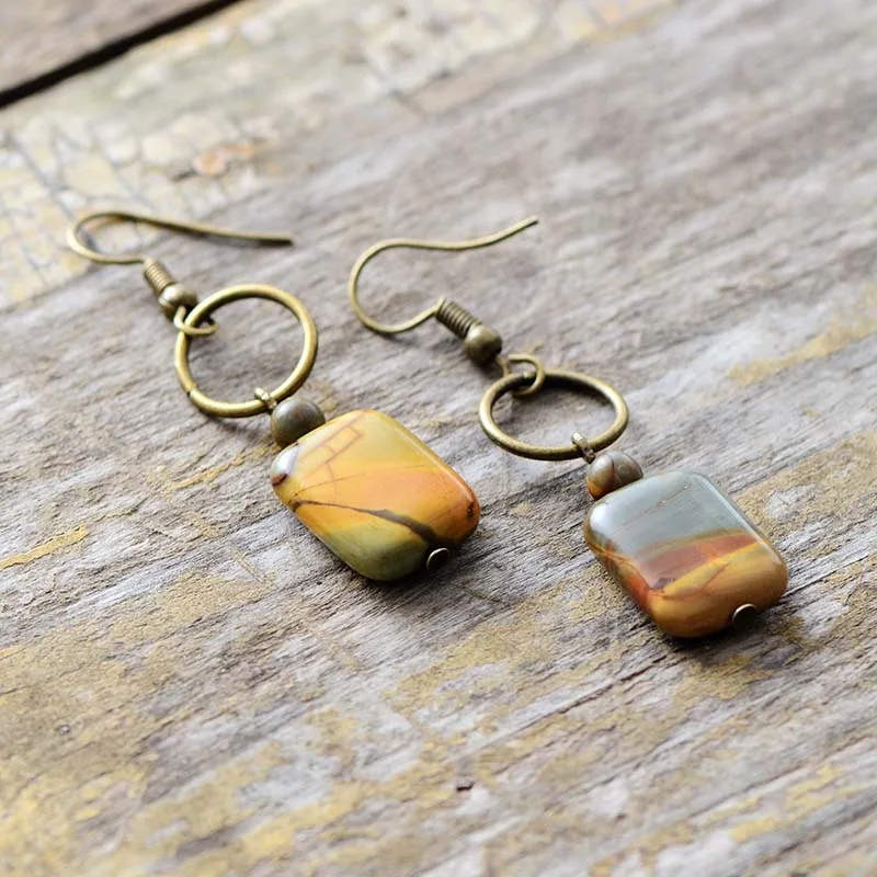 Womens Earrings Vintage Natural Stone Boho Dangle Earrings Designer Bohemian European Ethnic Jewelry Dropshipping