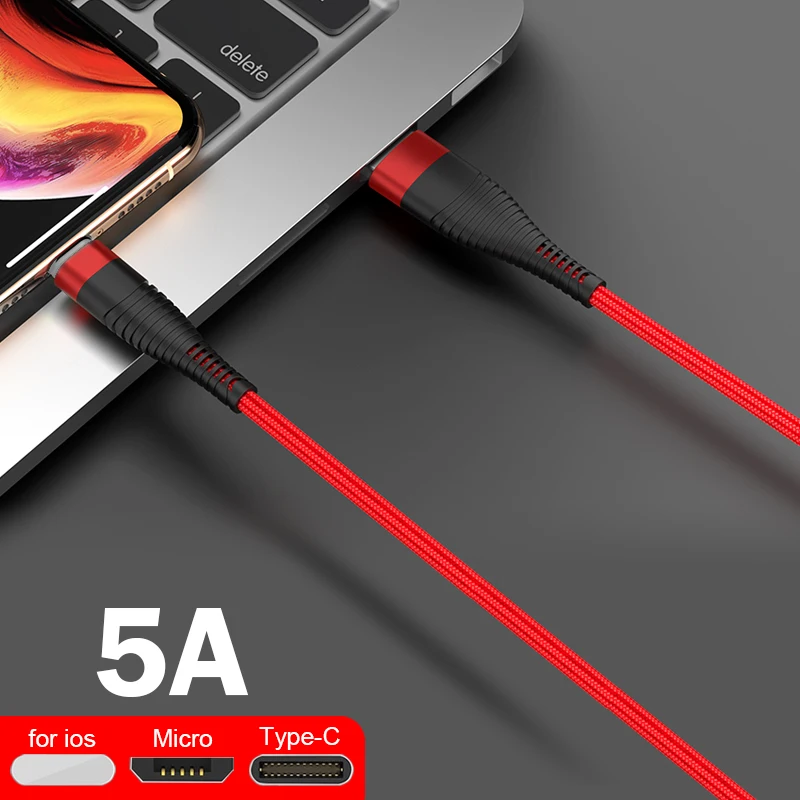 USB Мобильный телефон 3A быстрое зарядное устройство кабель USB зарядная Кабельная линия type-C Micro для iOS 1 м Android супер зарядное устройство USB линия передачи данных