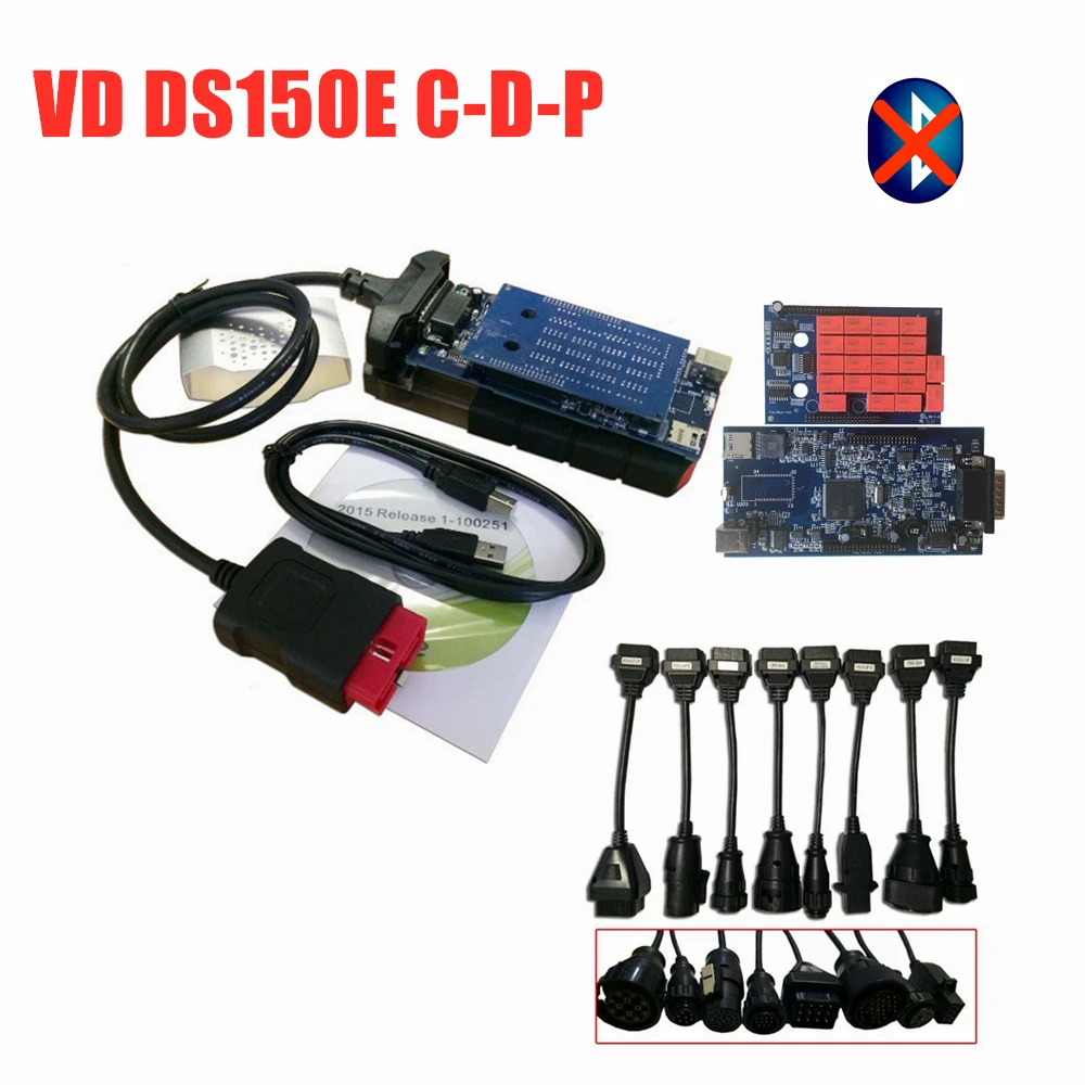 2016R0 с ключом для Autocome vd tcs c-d-p для delphis vd ds150e c-d-p с Bluetooth Автомобильный грузовик obd2 сканирующий Инструмент+ 8 шт. грузовик кабель - Цвет: without bluetooth