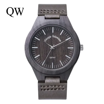 

Watch Woman Man bamboo Wood Minimalist 2019 Luxury Brand Leather Strap QW Sports Relogio Feminino