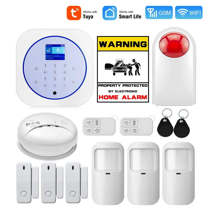 

Towode 433MHz G12 alarm systems Tuya APP 1.8-inch color display support 11 languages switch Smart Home Security Alarm System