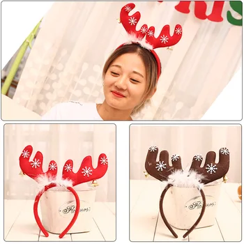 

Christmas Ornaments Christmas Feather Bell Large Antlers Christmas Head Band Head Buckle Christmas Party Accessories