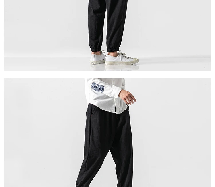 Privathinker мужские хлопковые льняные повседневные шаровары мужские s осенние спортивные штаны в китайском стиле мужские повседневные Модные брюки 5XL