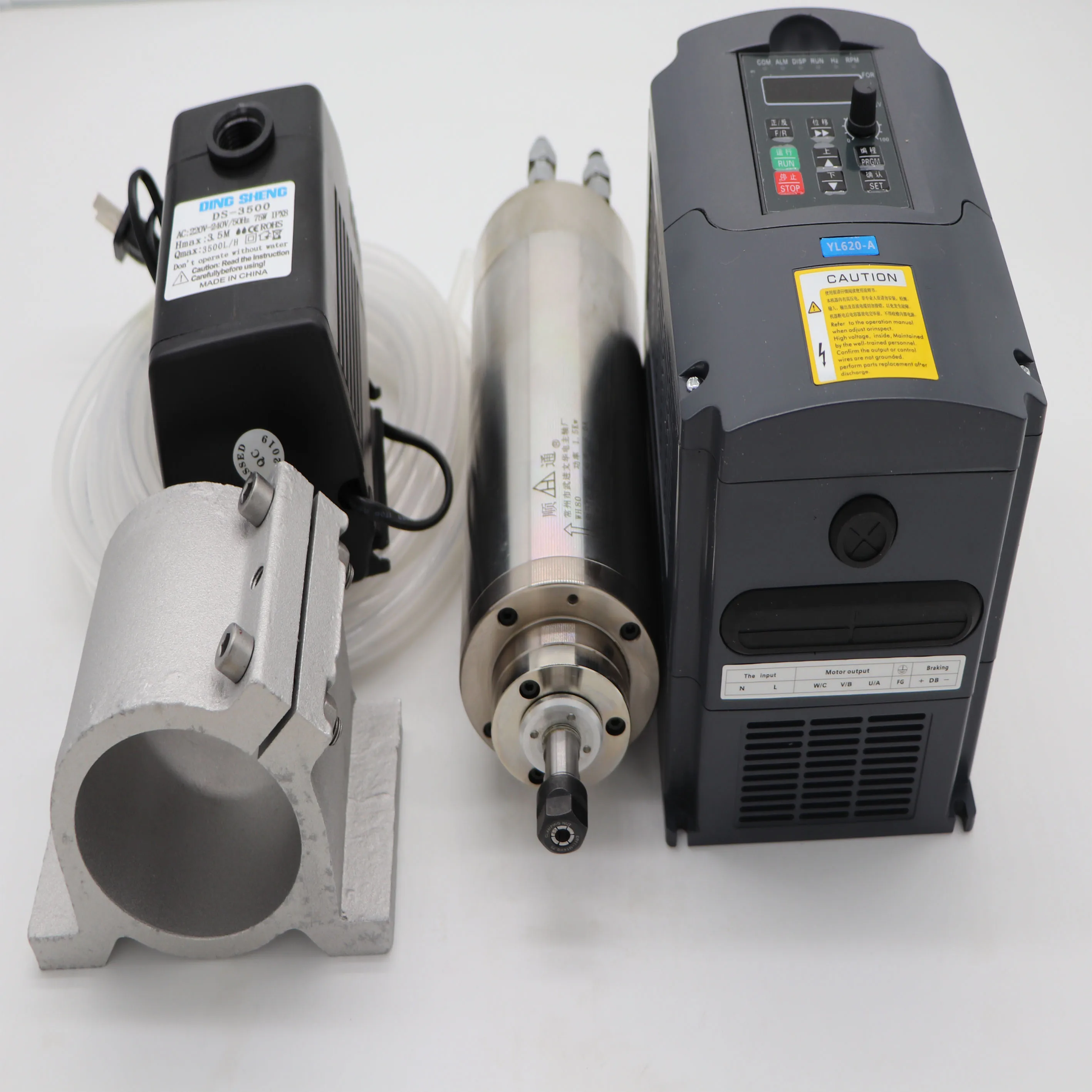 

CNC milling spindle ER11 1.5KW water cooling spindle motor +1.5kw inverter+1 matched spindle support+water pump+water pipe